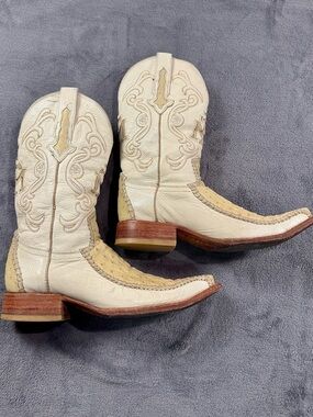Los Altos/Montero Genuine Ostrich/Leather Western Cowboy Boots with 6X Toe
